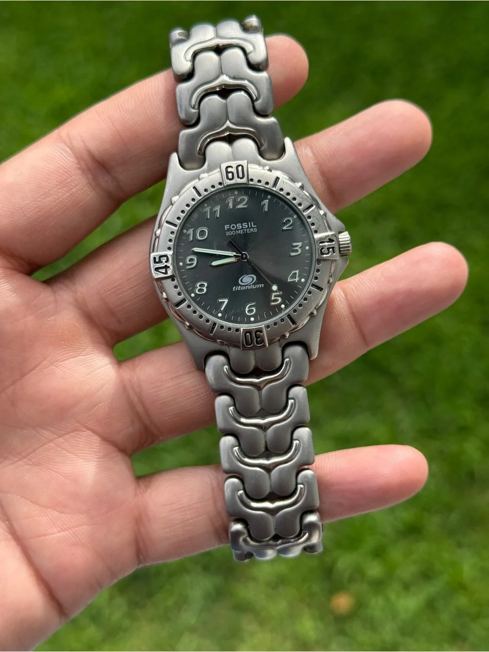 Fossil vintage Silver Titanium Watch with Gray Dial